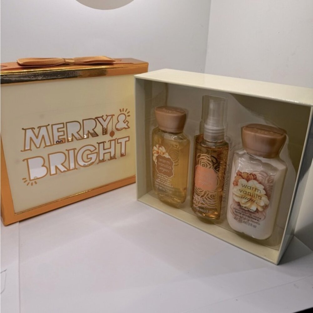 Bath & Body Works Warm Vanilla Sugar Gift Set Wash Lotion Fragrance Mist Cream
